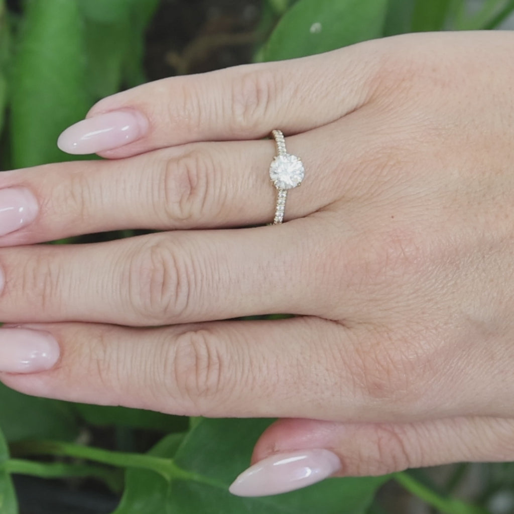 IGI 1.38CTW Lab Grown Diamond Engagement Ring 14K Yellow Gold E VS1 Size 6.5