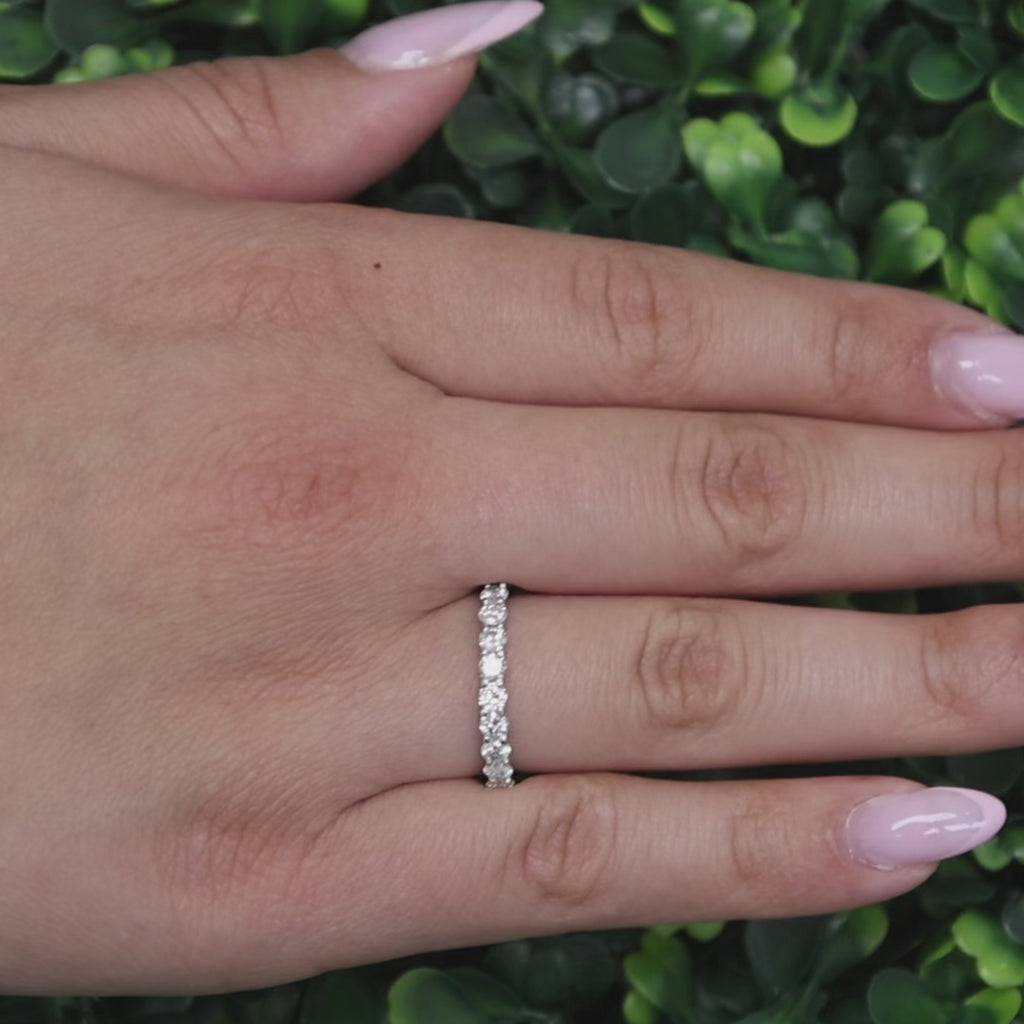 14K White Gold Diamond Eternity Band 0.95CTW Round F-G VS1-VS2 Wedding Ring GSI