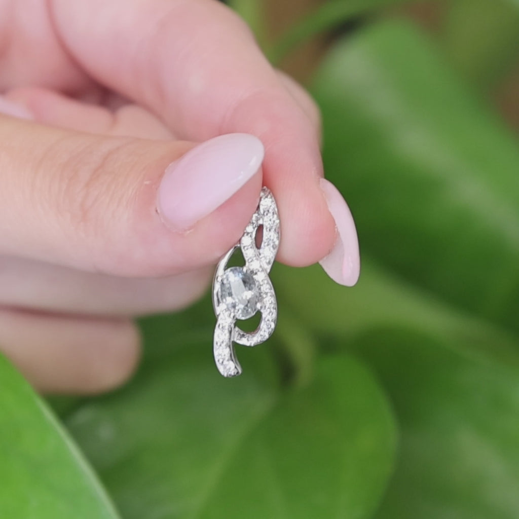 14K White Gold Natural Chrysoberyl Diamond Pendant 0.80CT Estate