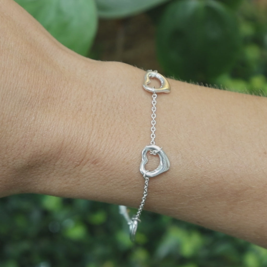 Tiffany & Co. Elsa Peretti Open Heart Sterling Silver 925 Bracelet 7.5"