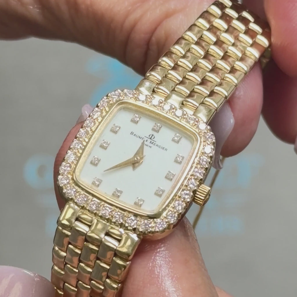 Baume & Mercier 14K Yellow Gold Diamond Bezel Ladies Quartz Watch 42.2g