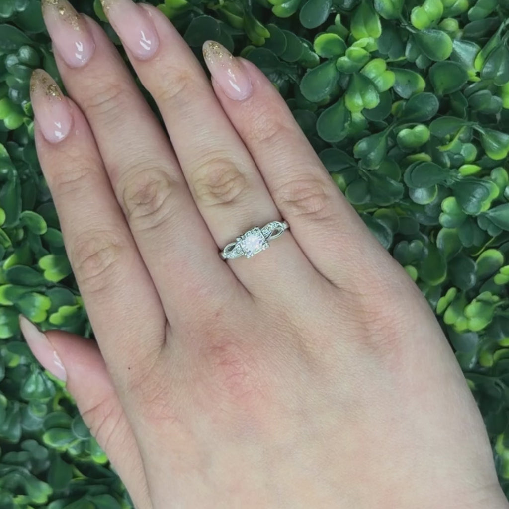 Vintage Solitaire Diamond Engagement Ring 14K White Gold 0.58 TW Size 5.5 Estate