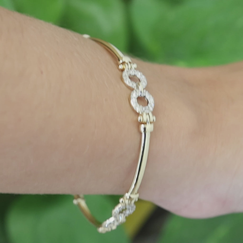 0.60CTW Diamond Infinity Bracelet 14K Yellow Gold 7" Estate Natural Diamonds