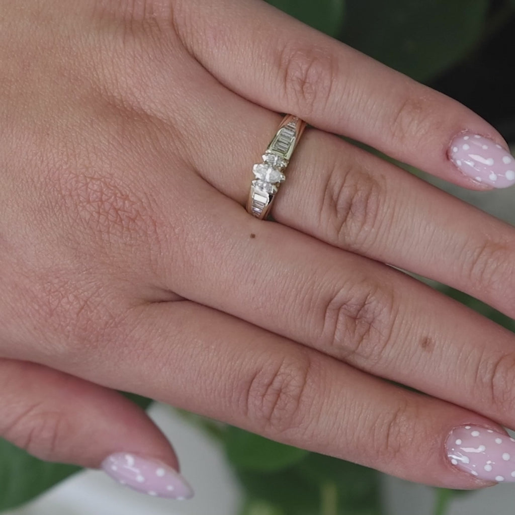 Marquise and Baguette Cut Diamond Band Ring 14K Yellow Gold 0.50 TW Size 6.25