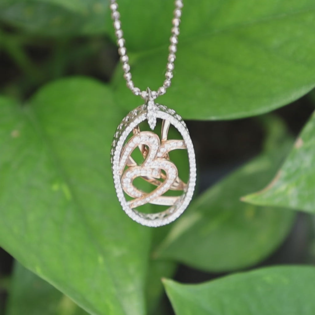 14K Two-Tone Gold 1.75ctw Diamond Oval Intertwined Heart Pendant Necklace 15"