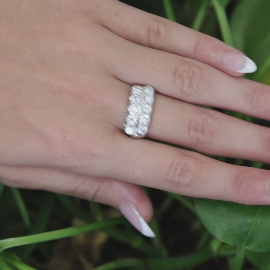 2-Row Diamond Band Ring White Gold 1.75CTW Round Diamonds Size 9 Vintage
