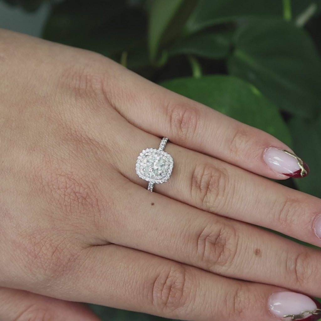 1.82 TW Halo Diamond Engagement Ring UGS Certificate White Gold Size 6.5