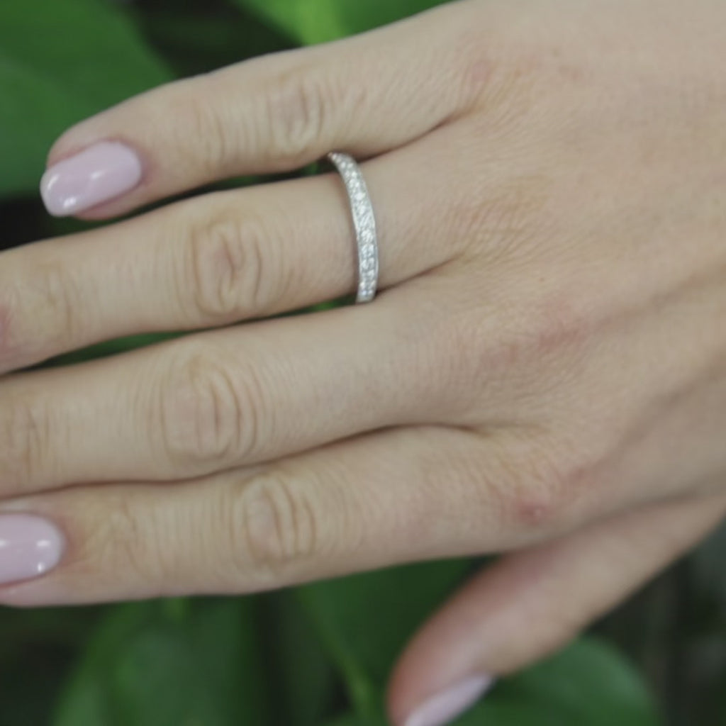 PT950 Platinum 0.33CTW Diamond Wedding Band Ring Size 7 Milgrain