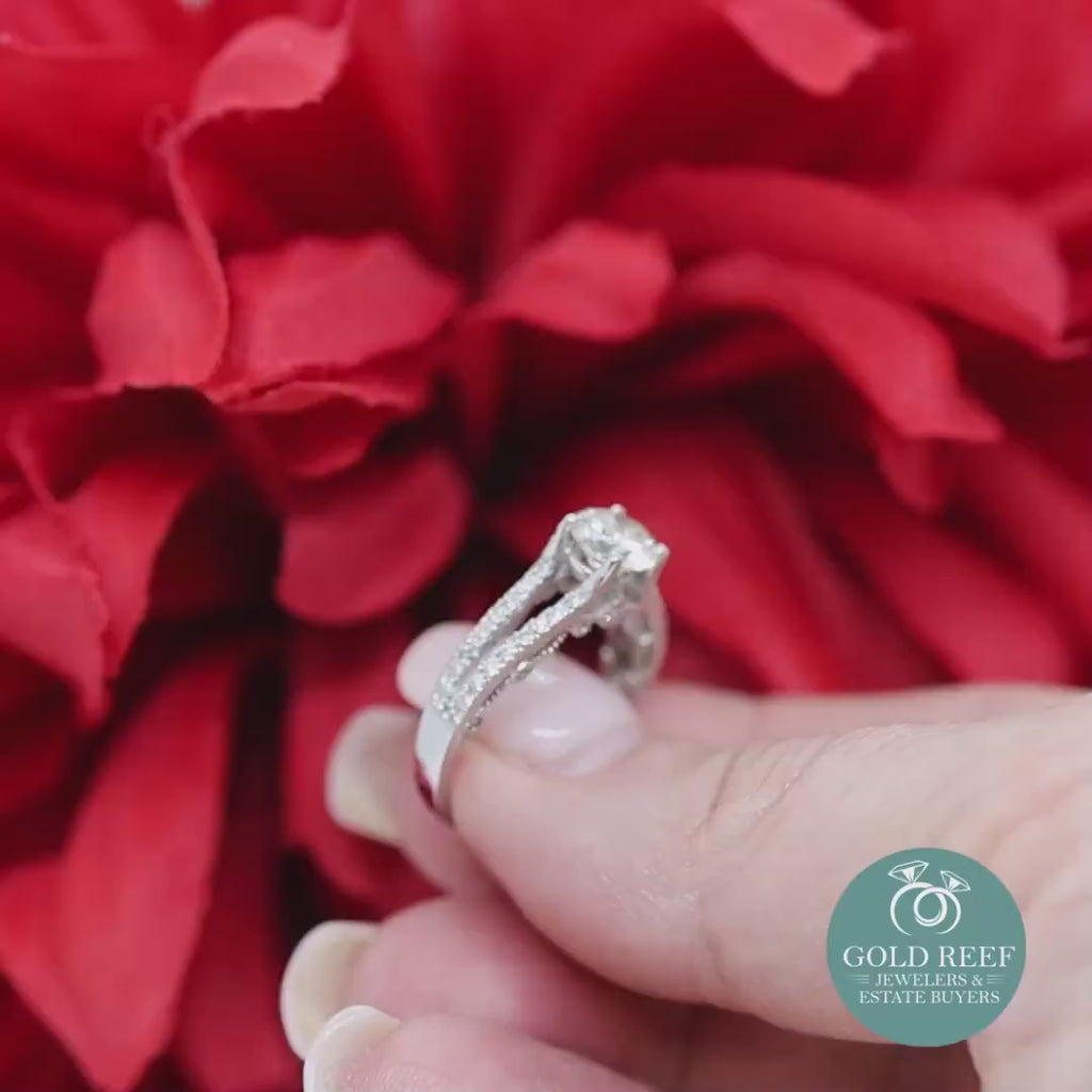 GIA Solitaire Diamond Engagement Ring With Accents 14K White Gold 1.51 TW Size 6