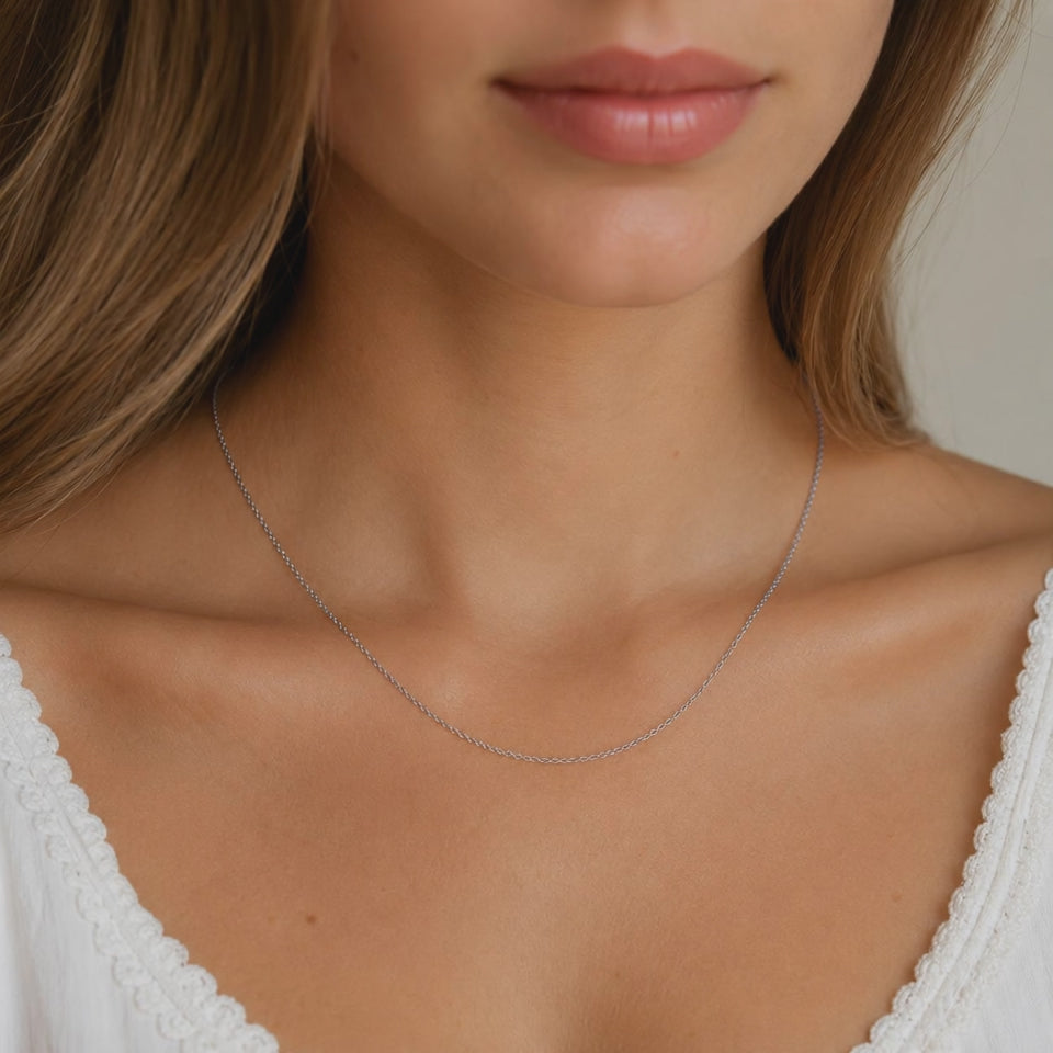 Le Vian 14K White Gold Cable Chain Necklace 18.25" 1.3g Signed