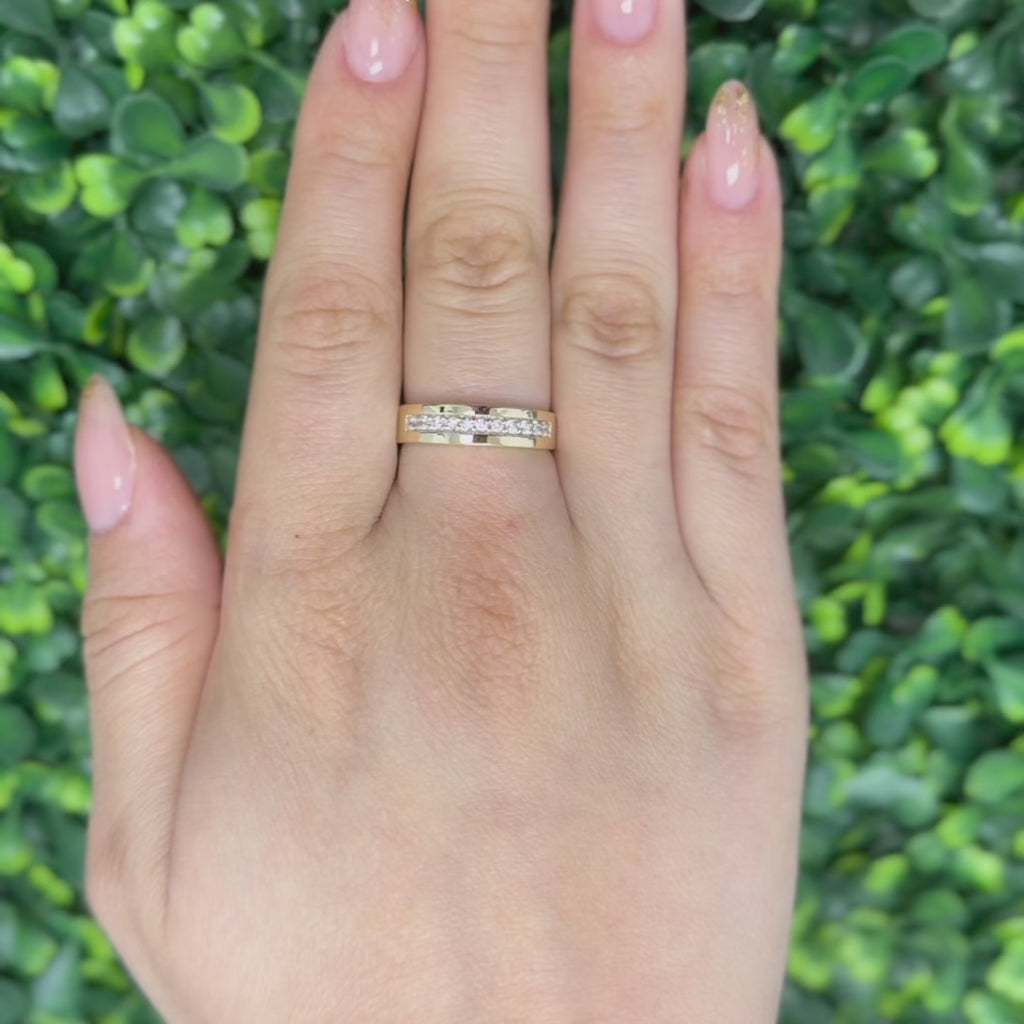 Diamond Half Eternity Wide Band Ring 10K Yellow Gold 0.33 TW Size 9.5 Unisex