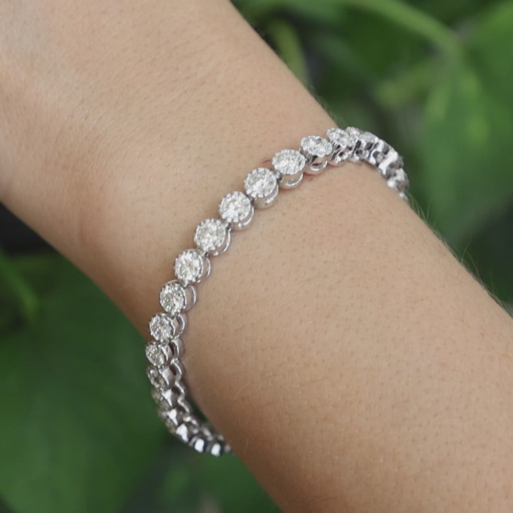 Final Layaway Pmt For Gail-White Gold 6.50ctw Bezel Set Diamond Tennis Bracelet