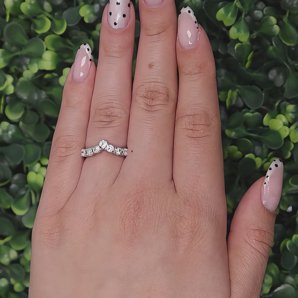 Diamond Wishbone Ring White Gold 0.60 TW Size 5.25 Ladies Estate