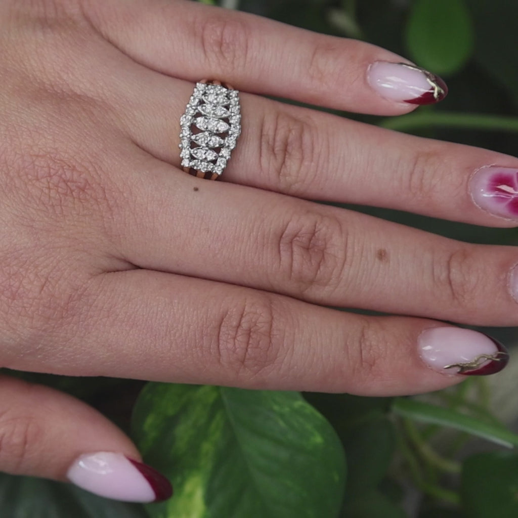 0.60 TW Diamond Wide Band Ring 10K Gold Size 6 Ladies Estate