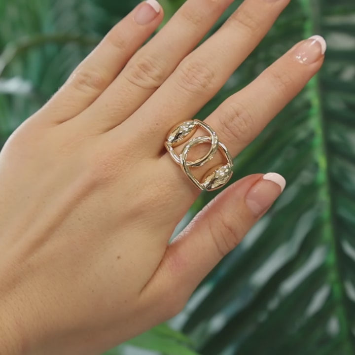 Gucci 2000's 18K Yellow Gold Vintage Horsebit Interlocking Ring Gucci Size 13