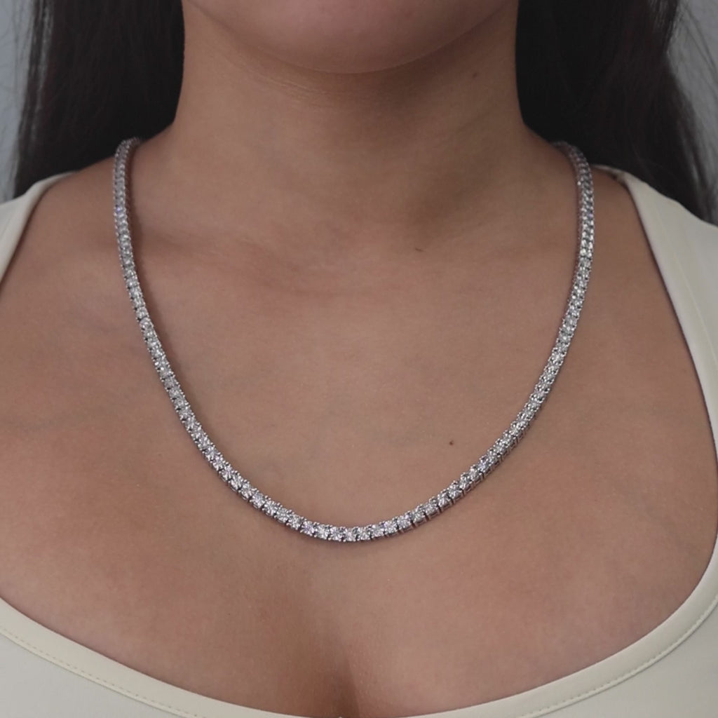 5.00 TW Diamond Tennis Necklace 10K White Gold 25.75" Ladies Estate