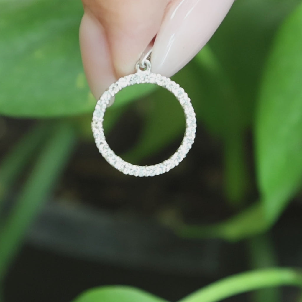Natural Diamond Circle Pendant 14K White Gold 0.30 CTW Round G-H SI 0.90"