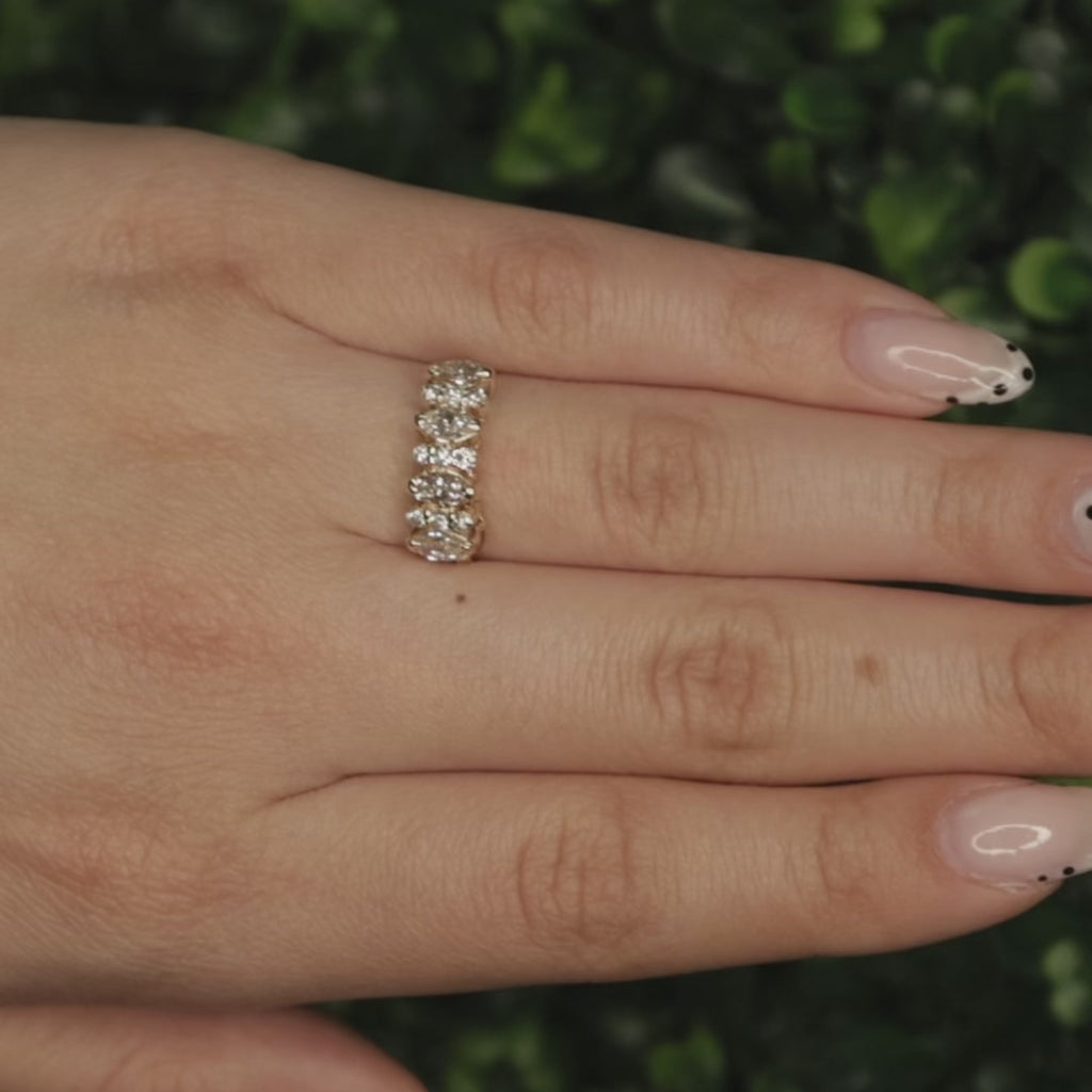 1.00 TW Diamond Half Eternity Band Ring 14K Yellow Gold Anniversary Size 7