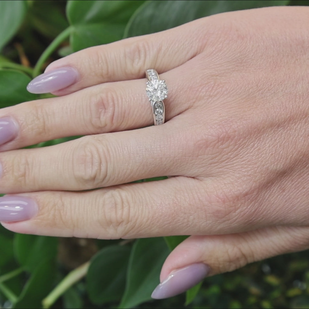 1.35 CT Natural Diamond 14K White Gold Round Engagement Ring 1.95 CTW SIze 7