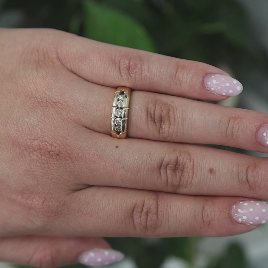 0.50 TW Round Diamond Band Ring 14K Yellow Gold Channel Set Size 6 Stackable