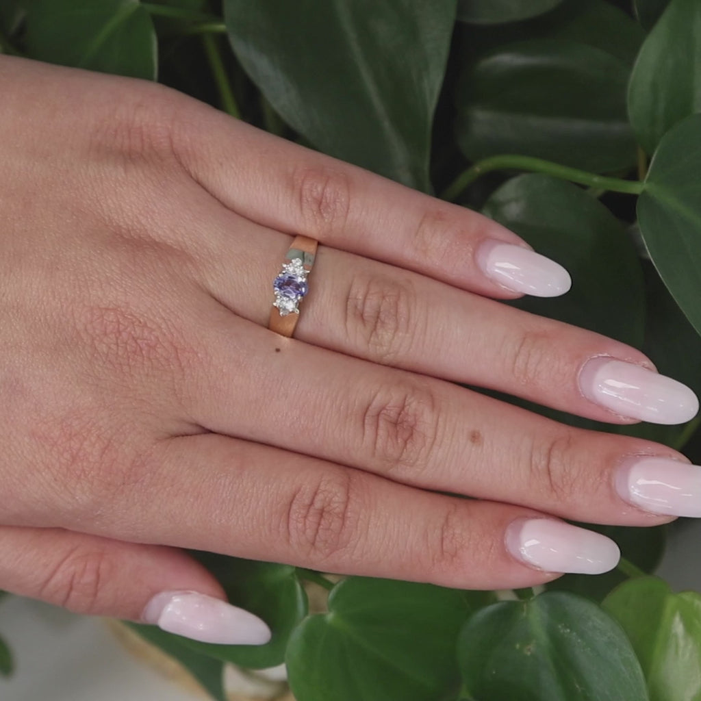 Tanzanite Diamond Cocktail Ring 14K Yellow Gold 0.57 CTW Size 7 Estate