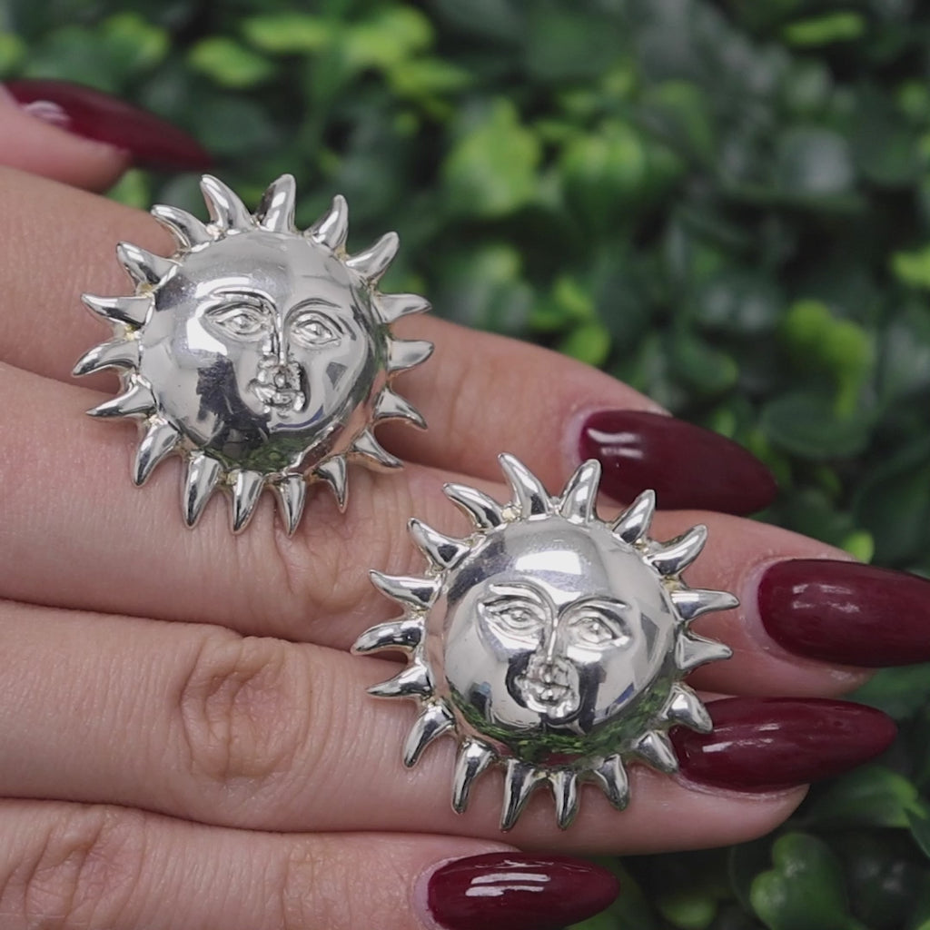 Sergio Bustamante Celestial Sun Earring Pendant Set Sterling Silver Estate