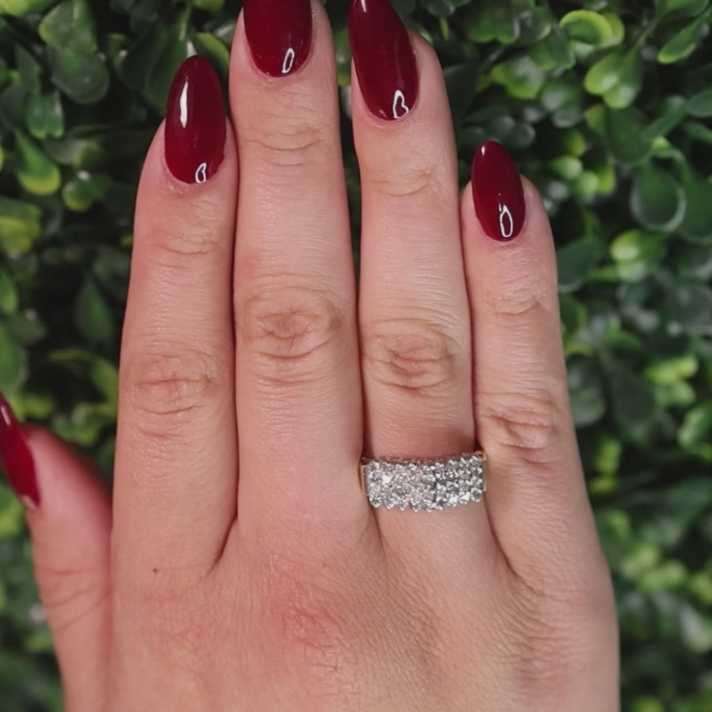 4-Row Diamond Dome Ring 10K Gold 0.50 TW Round Diamonds Size 7.75 Estate