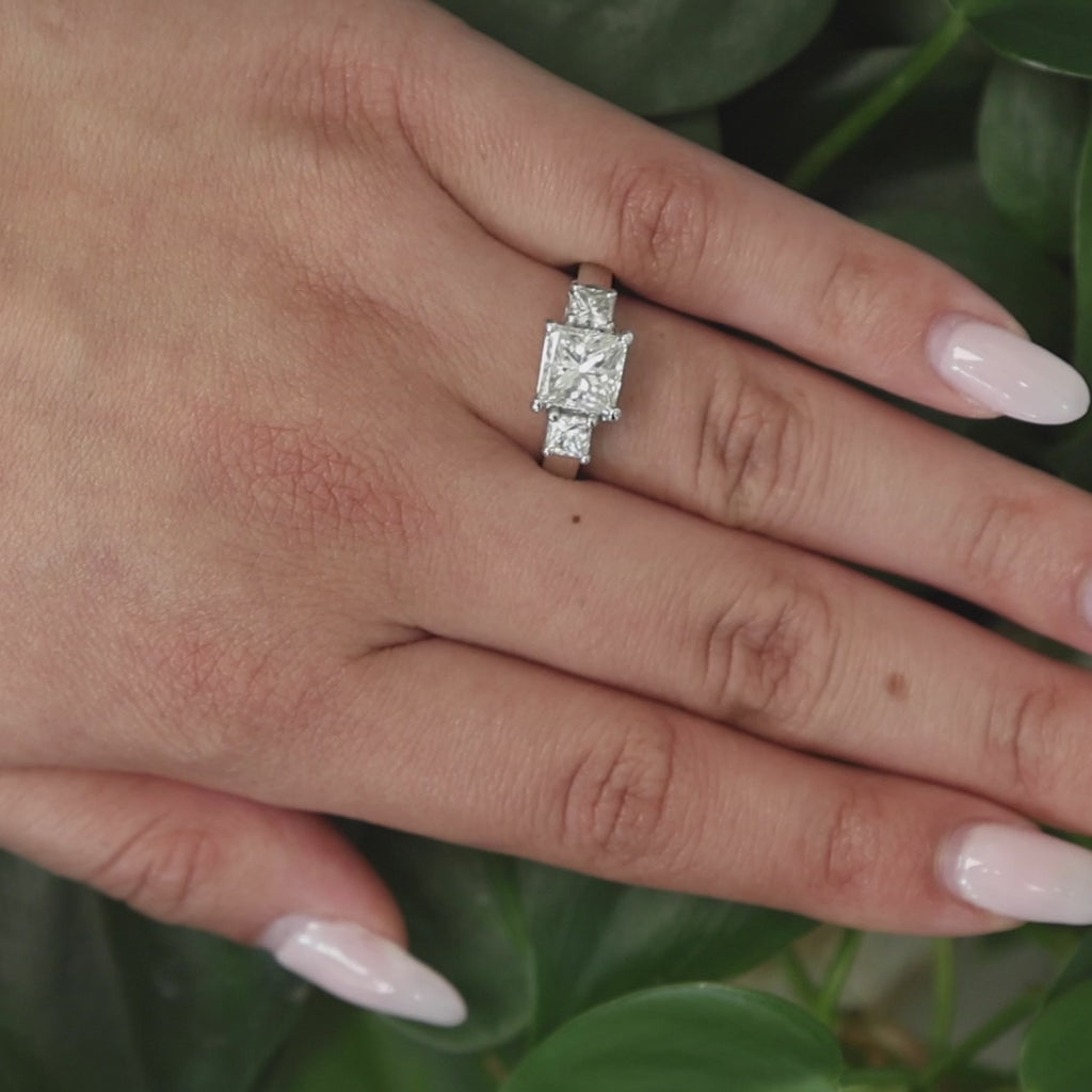 Princess Diamond Engagement Ring 14K White Gold 3.26 TW EGL Certificate SZ 7.25