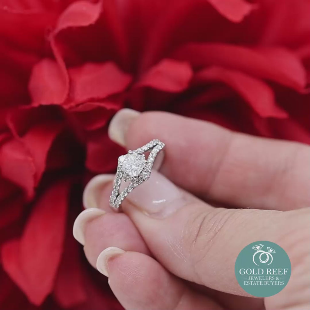 1.21 TW Square Radiant Cut Diamond Engagement Ring IGI Certified 14K White Gold