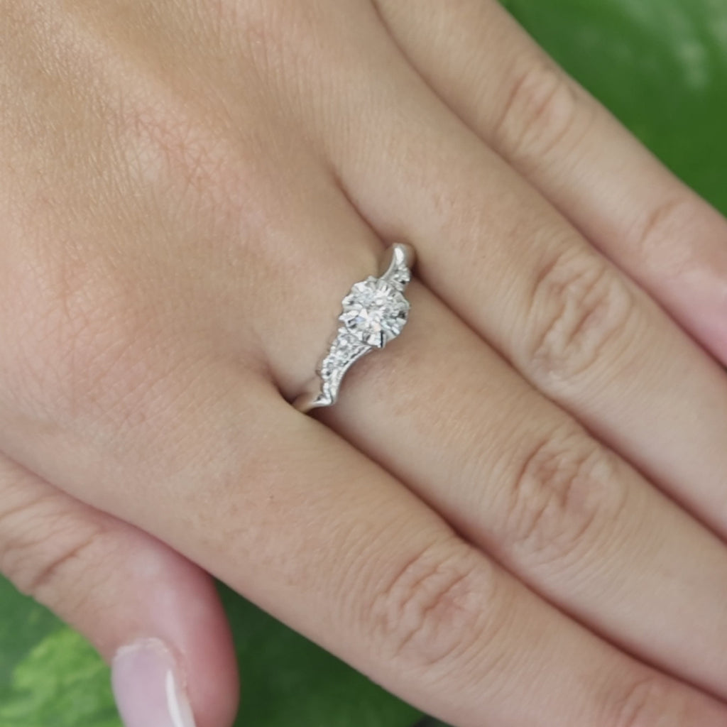 White Gold 0.25 CTW Natural Diamond Vintage Style Engagement Ring Size 6.25