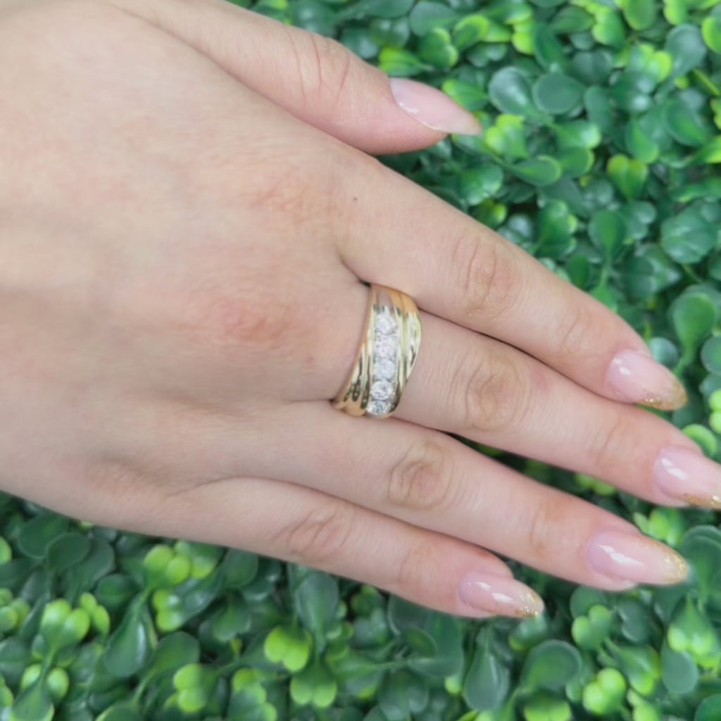 Mens 5-Stone Diamond Half Eternity Band Ring 1.00 TW 14K Gold Size 10.75 Estate