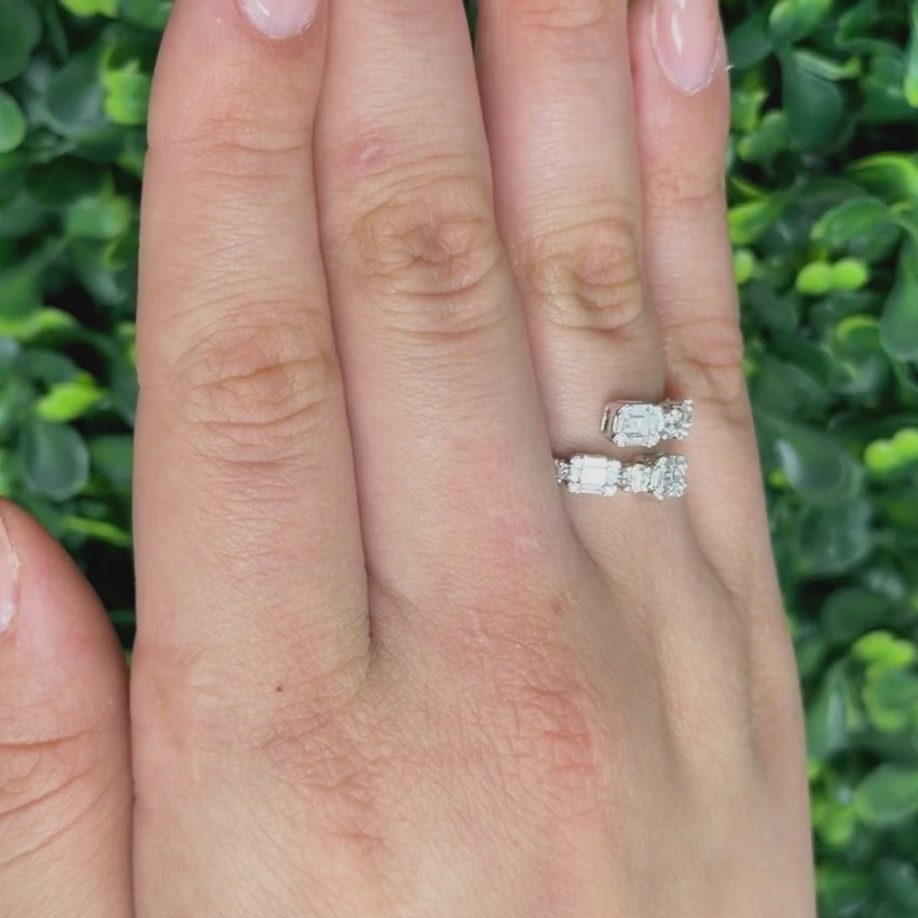 EFFY Diamond Bypass Ring 18K White Gold 1.00 TW Size 7.25 Ladies Estate