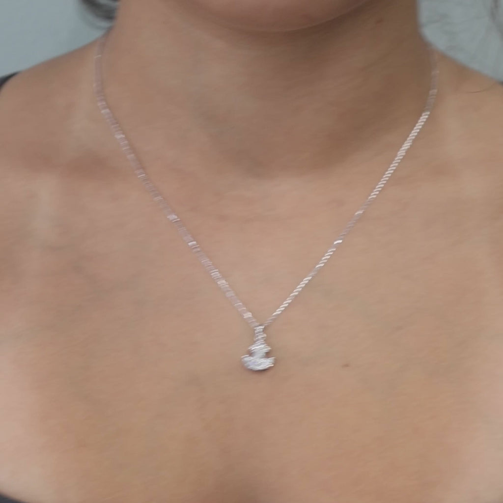Diamond Anchor Pendant Charm Chain Necklace 14K White Gold 0.55 TW 18" Nautical