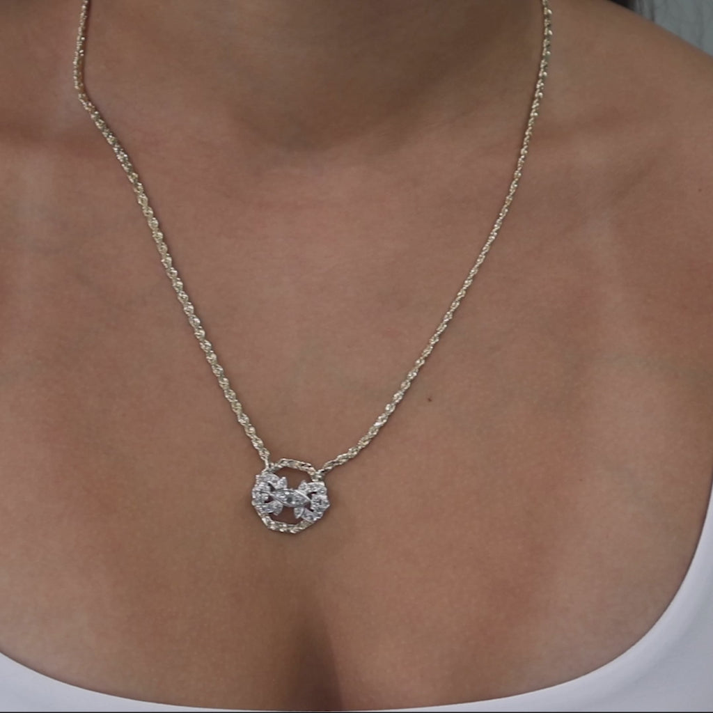 Octagon Diamond Pendant Rope Chain Necklace 14K Y/Gold Platinum 1.00 TW 20.5"