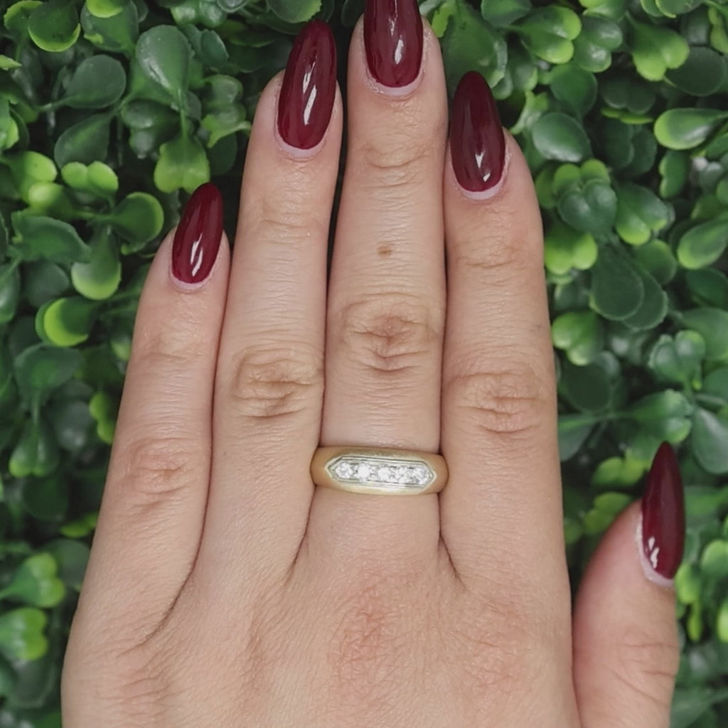 5-Stone Diamond Band Ring 0.50 TW Round Diamonds 2-Tone Gold Size 8.25 Unisex
