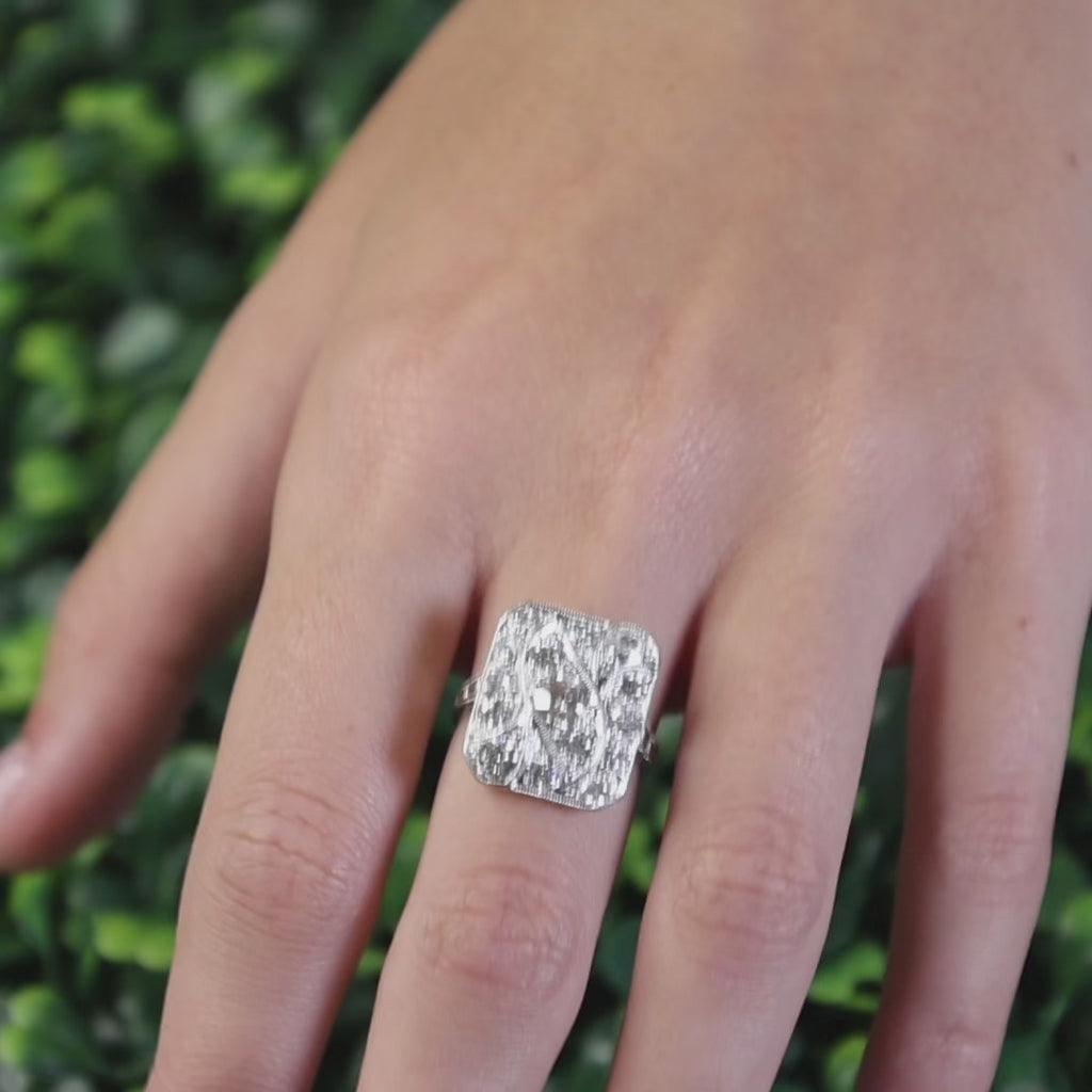 1.90 TW Old European Modern Cut Diamond Statement Ring Platinum Size 5 Vintage