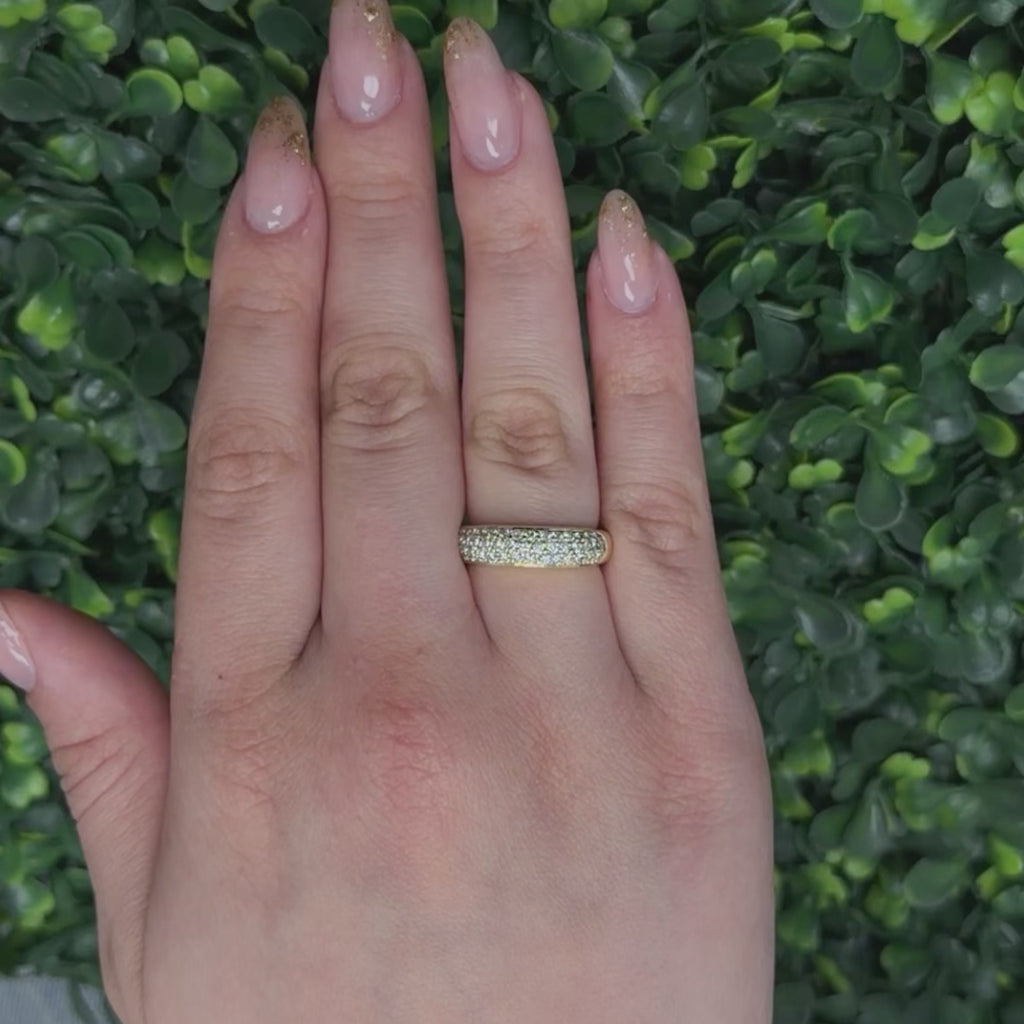 Cluster Diamond Half Eternity Wide Band Ring 14K Yellow Gold 1.00 TW Size 6.75